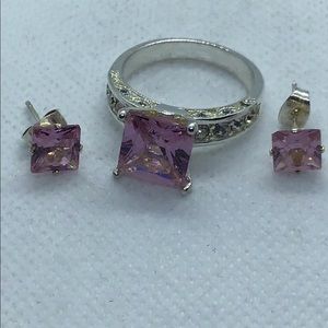 Pink Statement ring and earrings